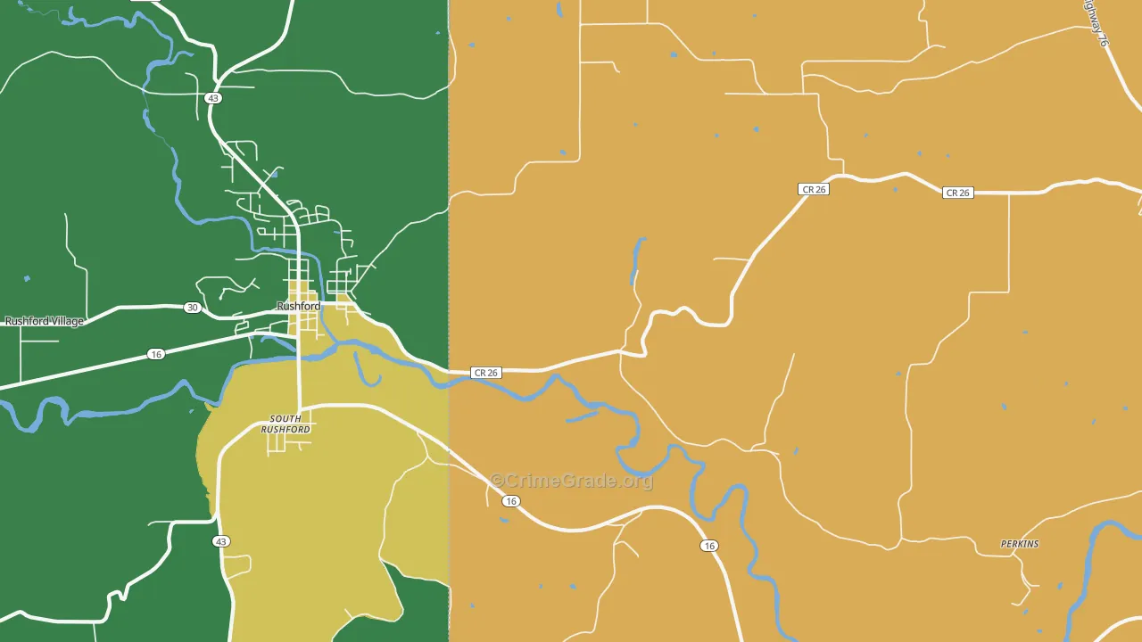 South Rushford, MN Map of Murder Rates