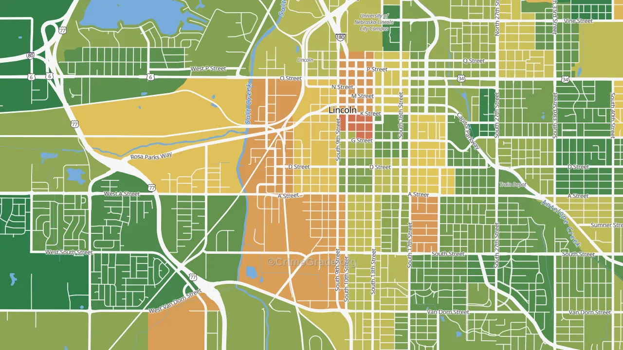 South Salt Creek, Lincoln, NE Map of Murder Rates
