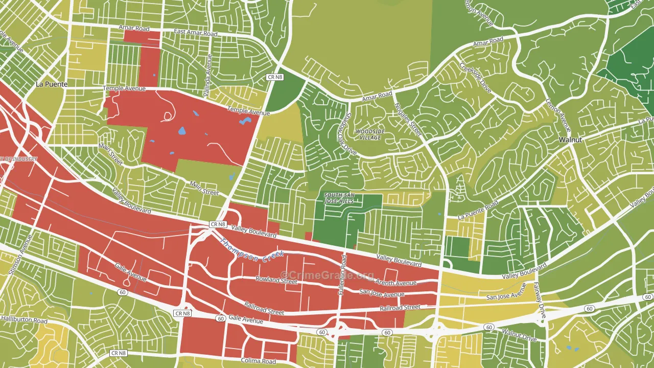 South San Jose Hills, CA Map of Murder Rates