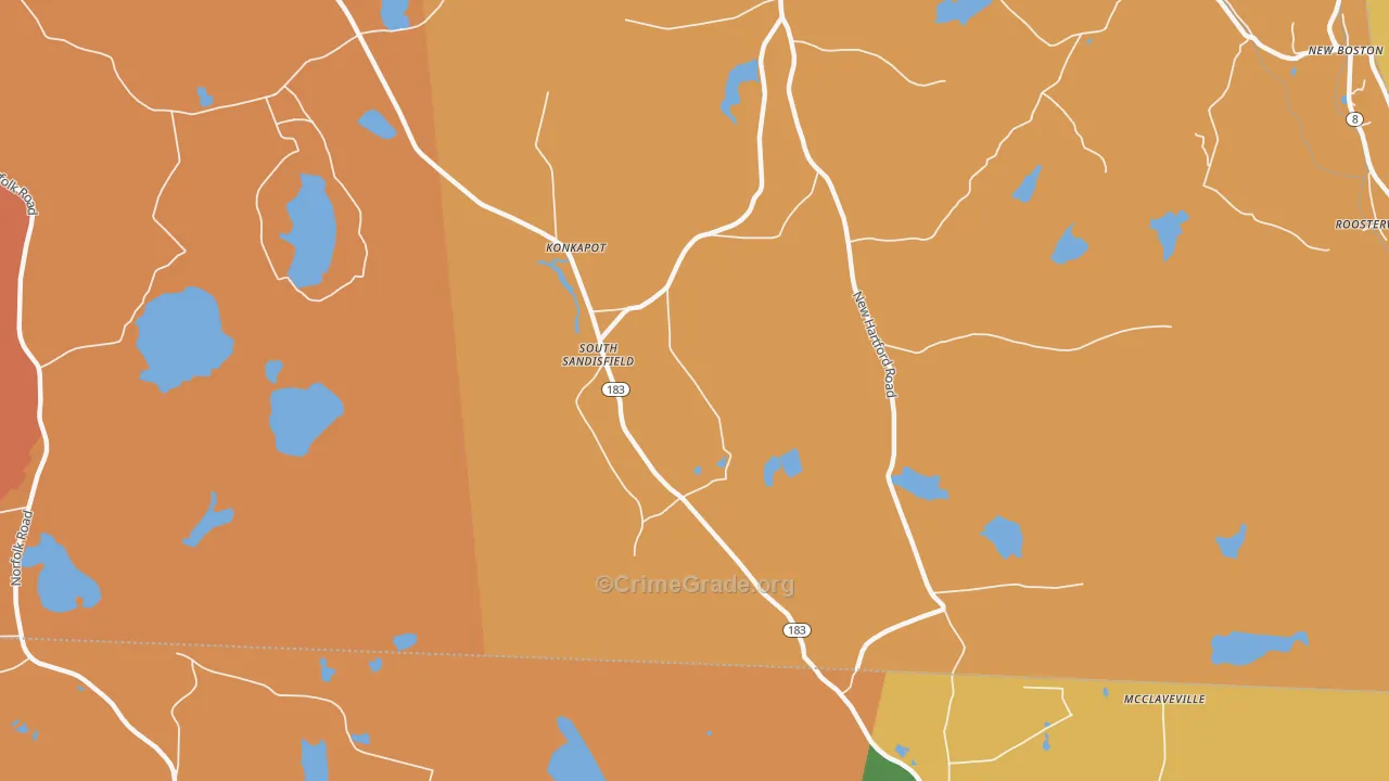 South Sandisfield, MA Map of Murder Rates