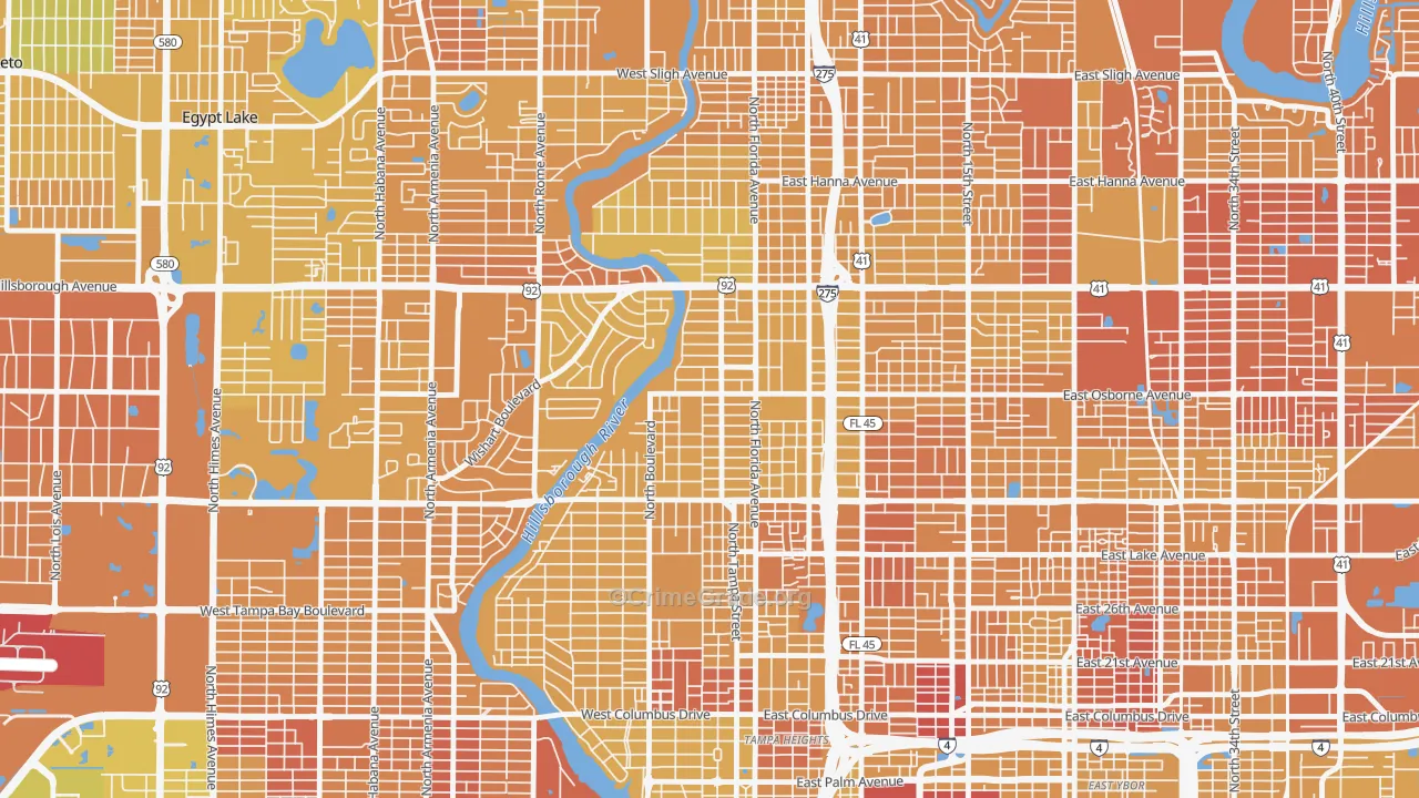 South Seminole Heights, Tampa, FL Map of Murder Rates
