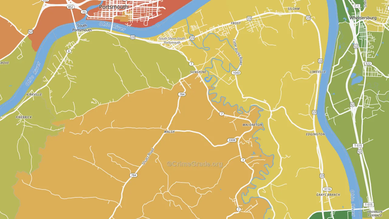 South Shore, KY Map of Murder Rates
