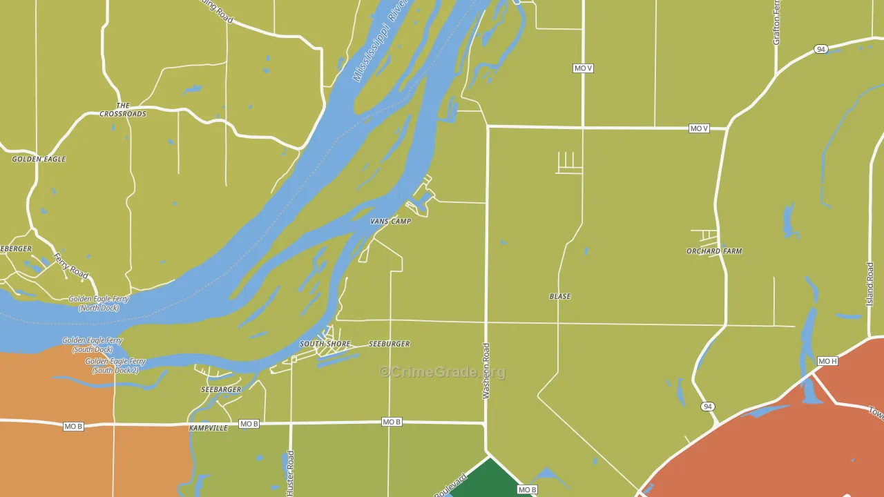 South Shore, MO Map of Murder Rates