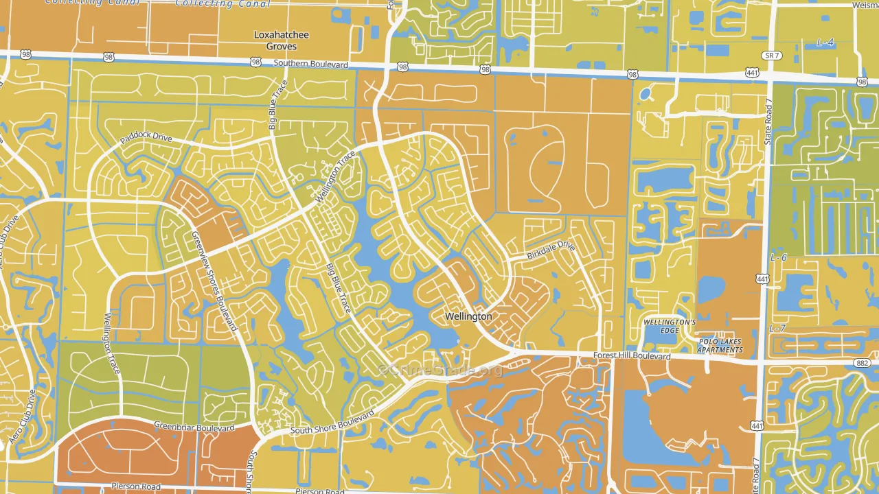 South Shore of Wellington, Wellington, FL Map of Murder Rates