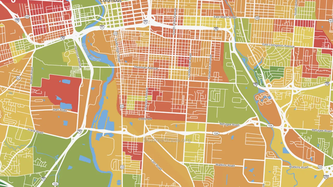 South Side, Columbus, OH Map of Murder Rates