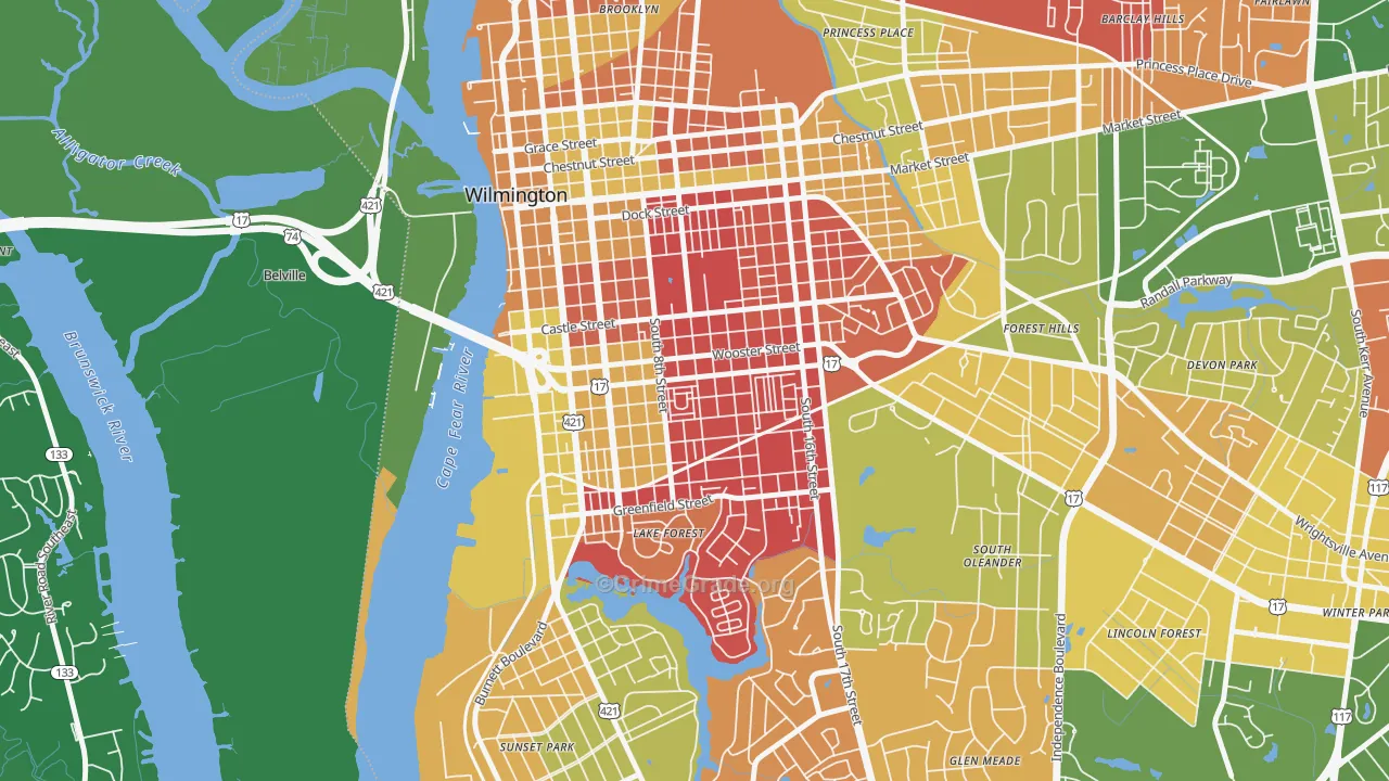 South Side, Wilmington, NC Map of Murder Rates