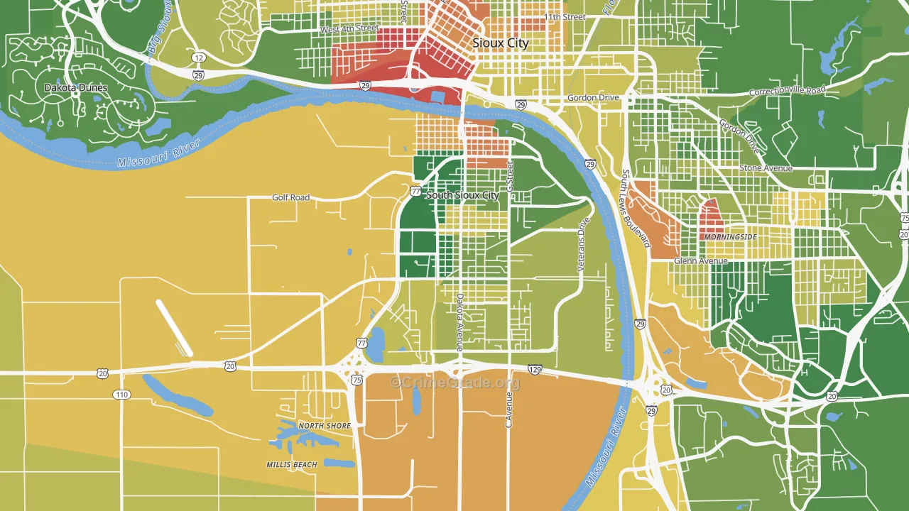 South Sioux City, NE Map of Murder Rates