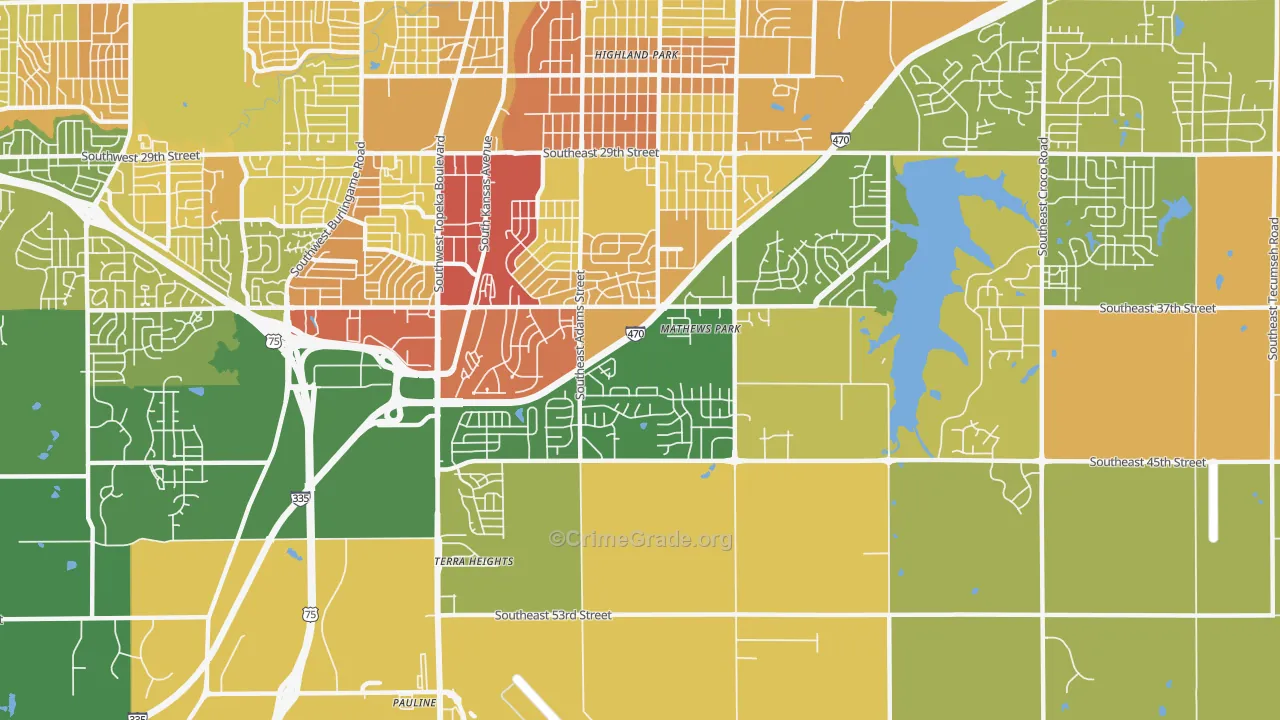 South Southeast 3, Topeka, KS Map of Murder Rates