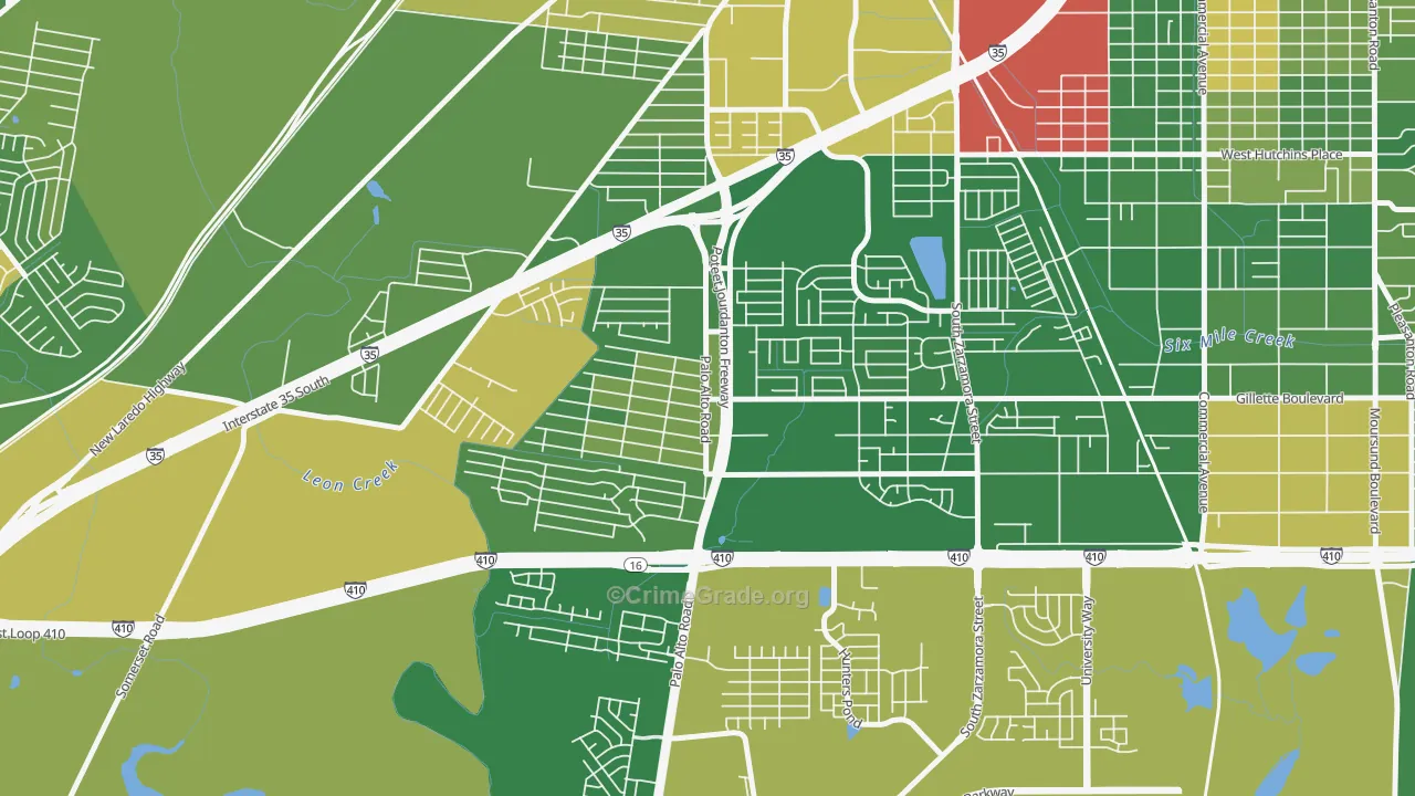 South Southwest, San Antonio, TX Map of Murder Rates
