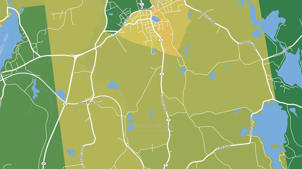 South Spencer, MA Map of Murder Rates