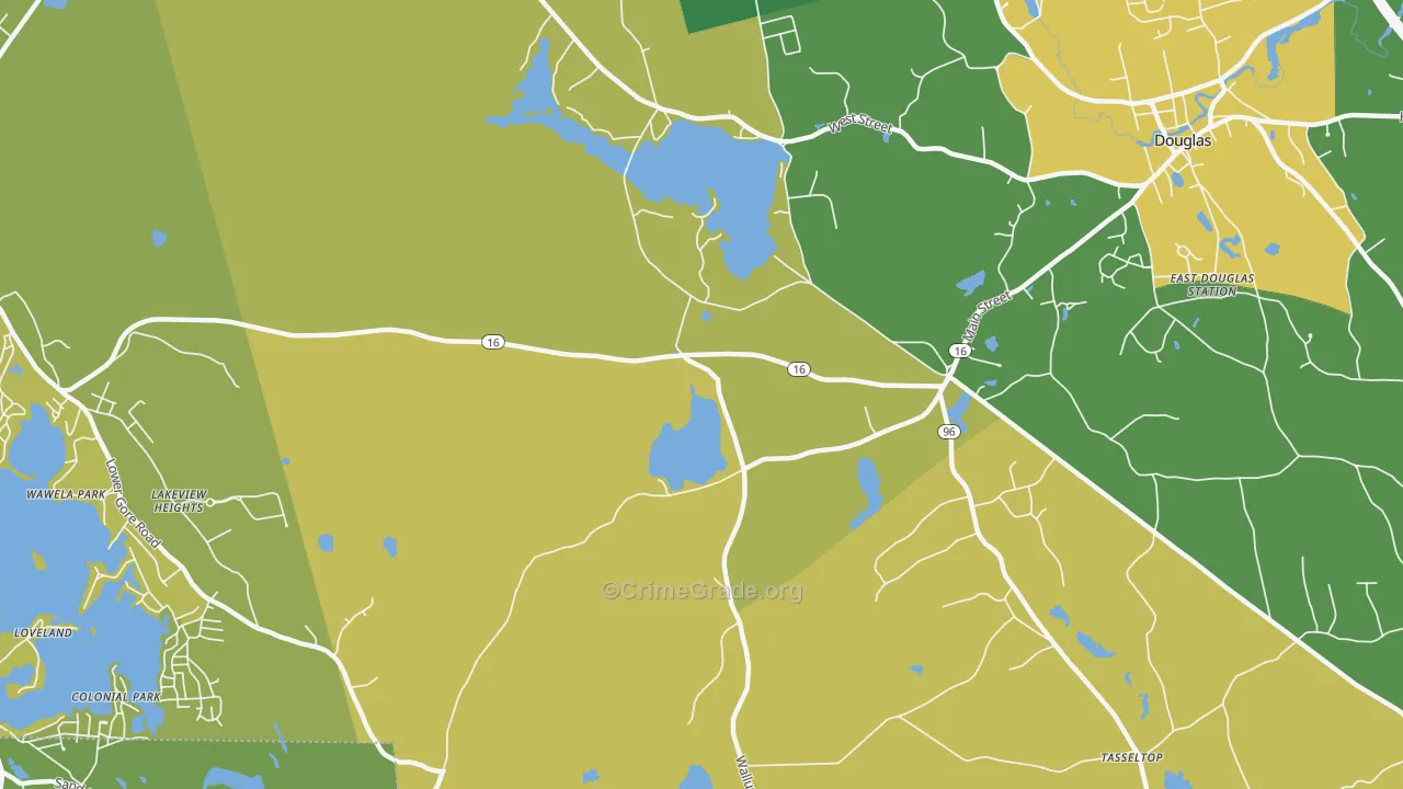 South Sutton, MA Map of Murder Rates
