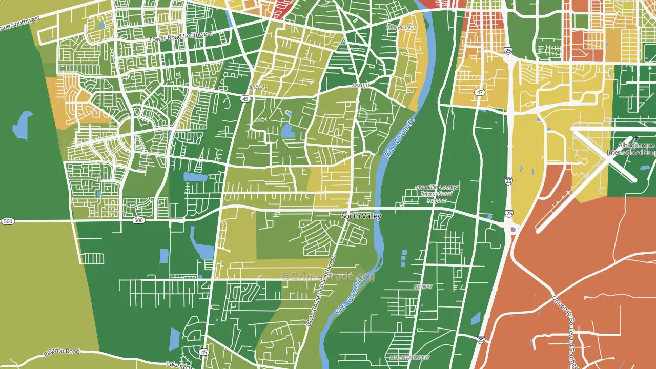 South Valley, NM Map of Murder Rates