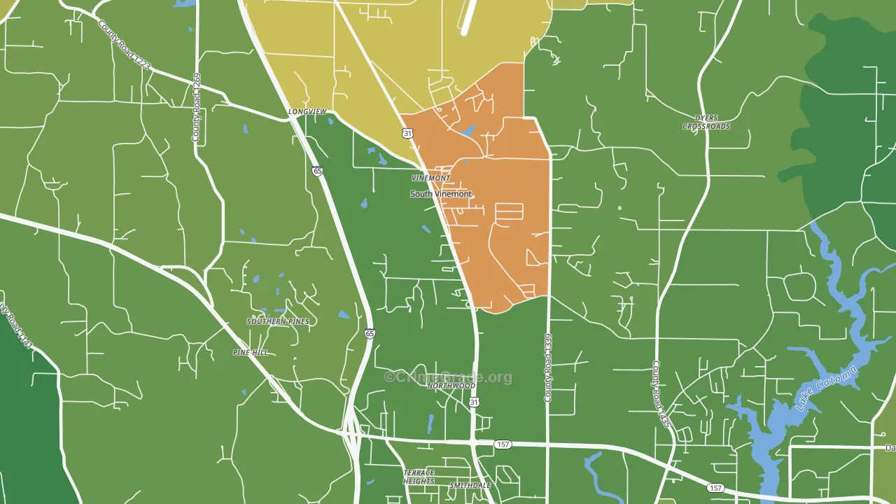 South Vinemont, AL Map of Murder Rates