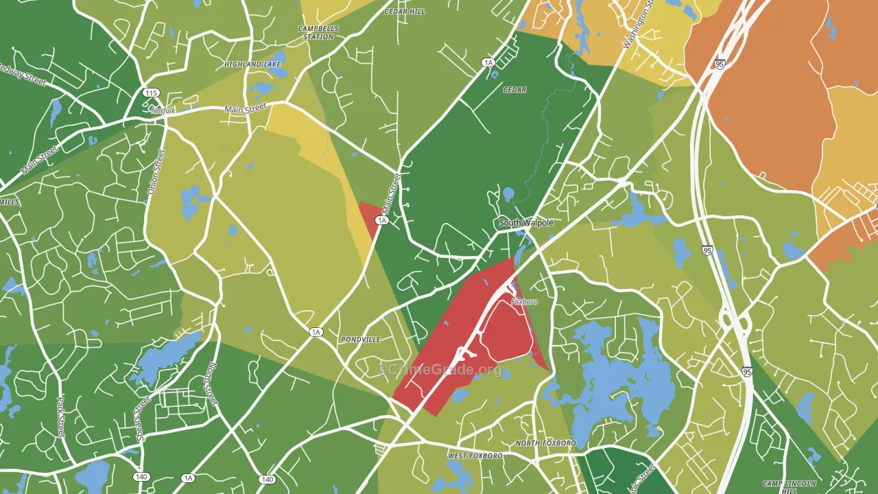 South Walpole, MA Map of Murder Rates