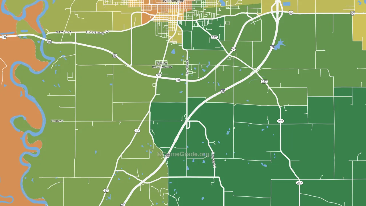 South Washington, IN Map of Murder Rates
