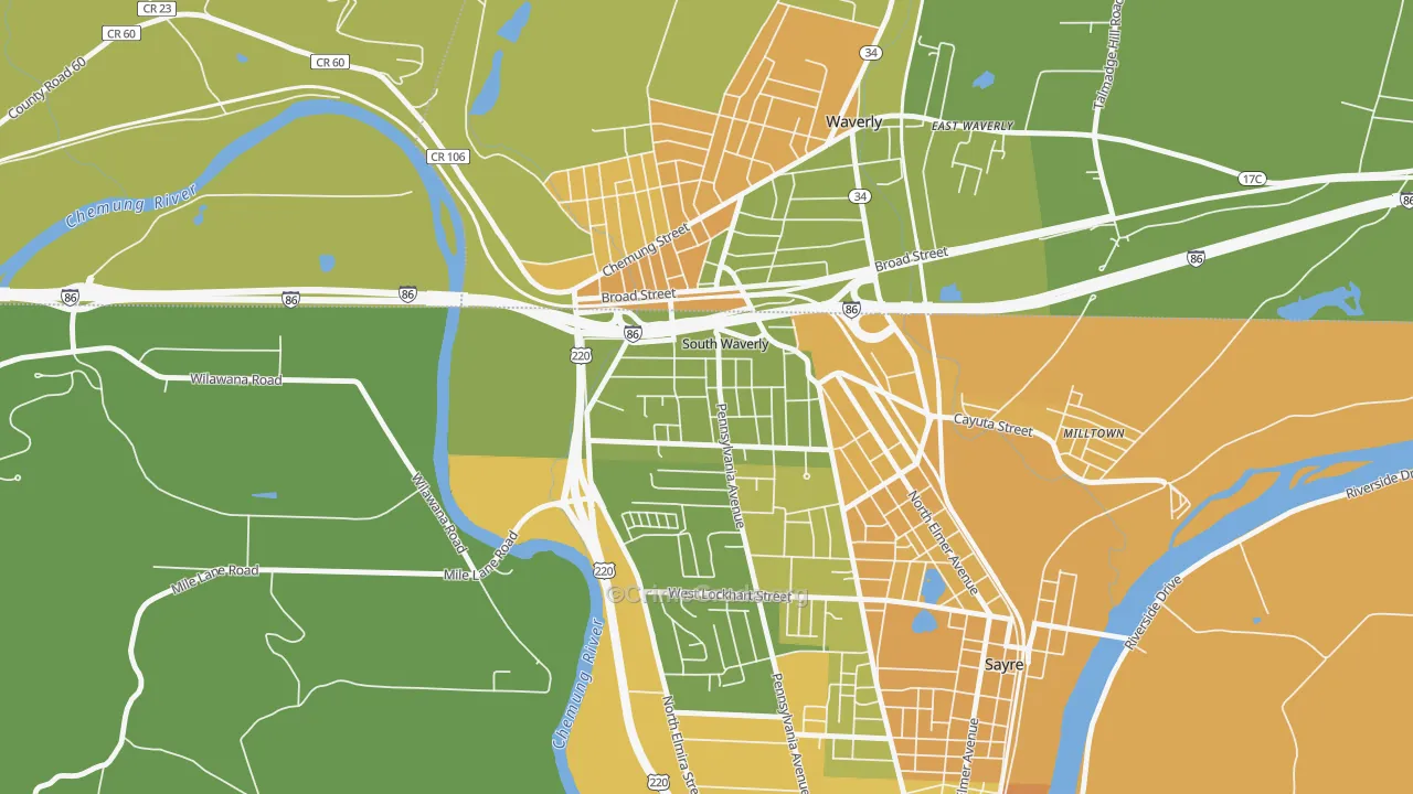 South Waverly, PA Map of Murder Rates