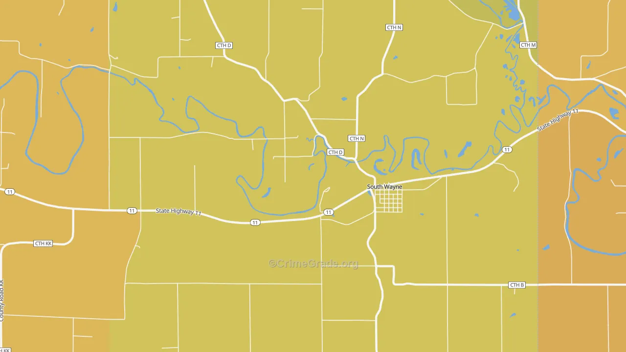 South Wayne, WI Map of Murder Rates