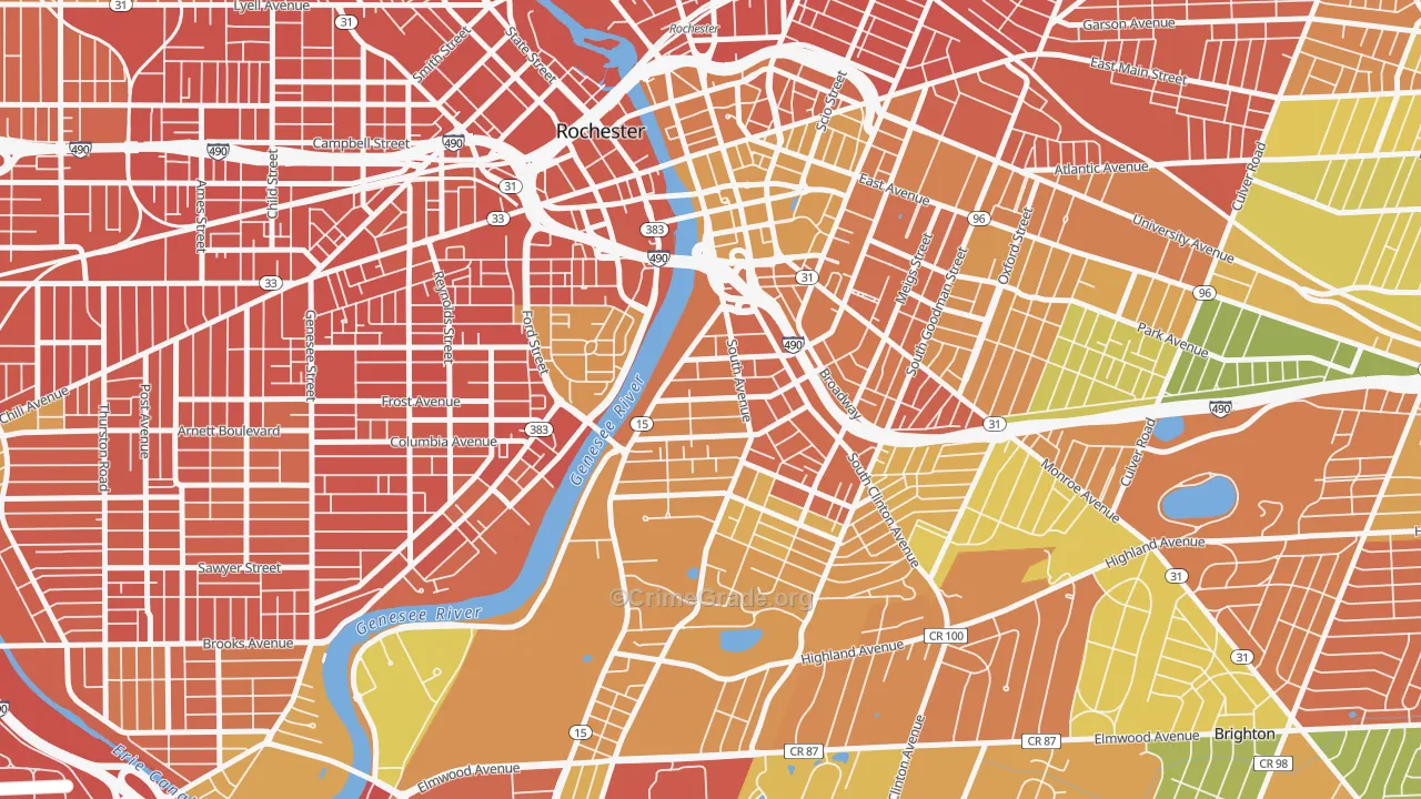South Wedge, Rochester, NY Map of Murder Rates