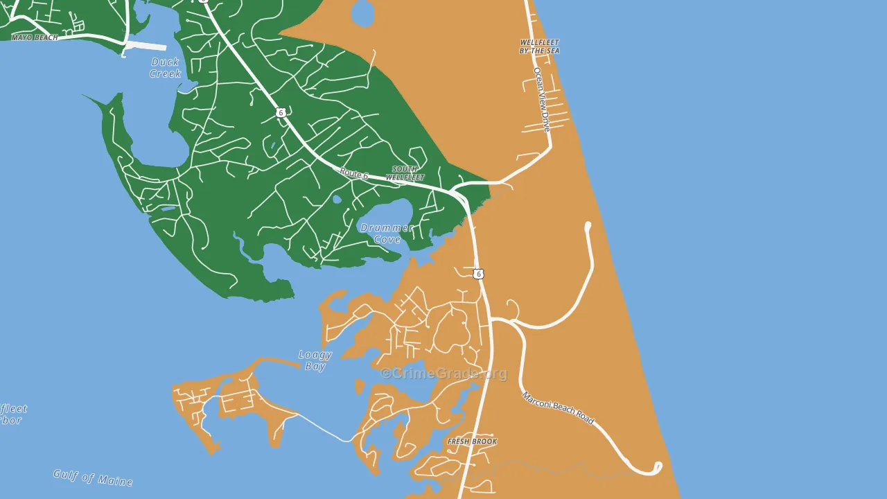 South Wellfleet, MA Map of Murder Rates