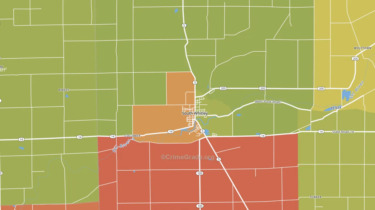 South Whitley, IN Map of Murder Rates