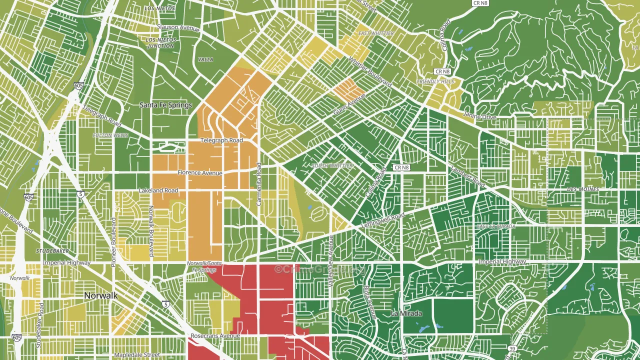 South Whittier, CA Map of Murder Rates