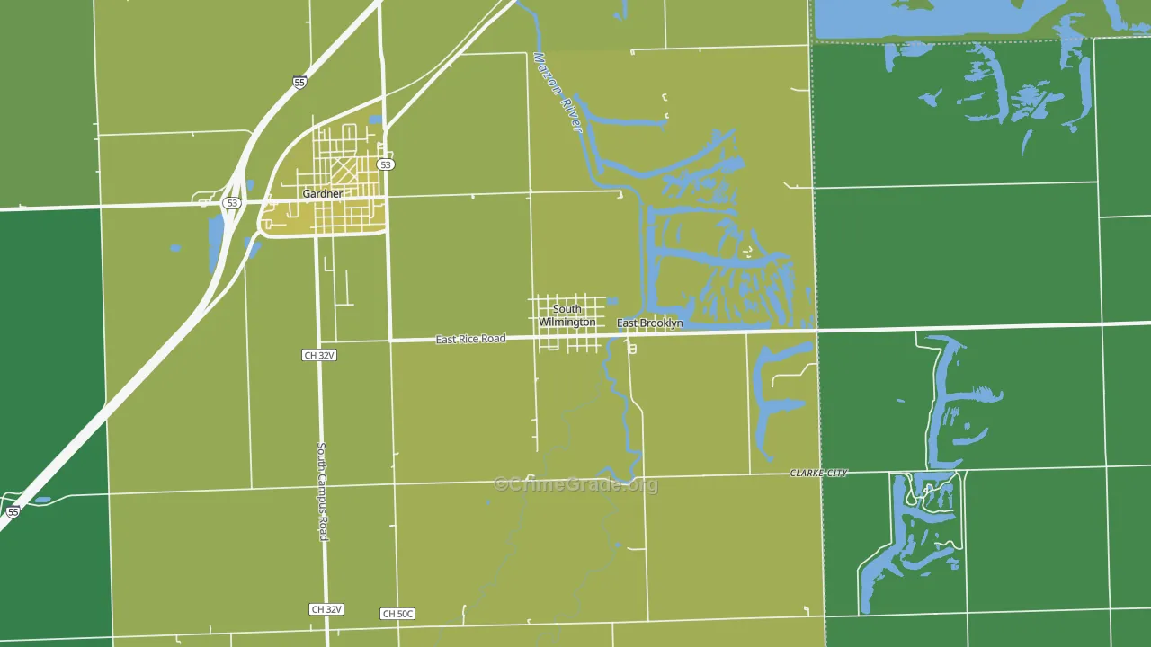 South Wilmington, IL Map of Murder Rates