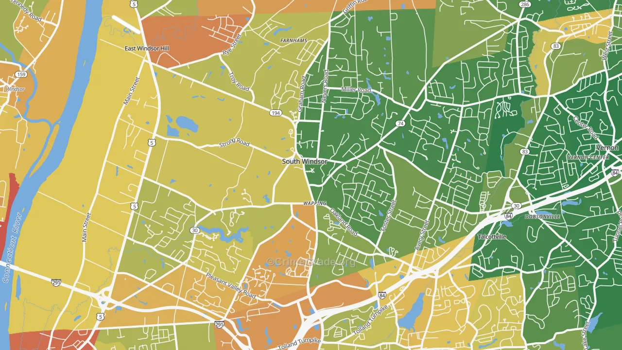South Windsor, CT Map of Murder Rates