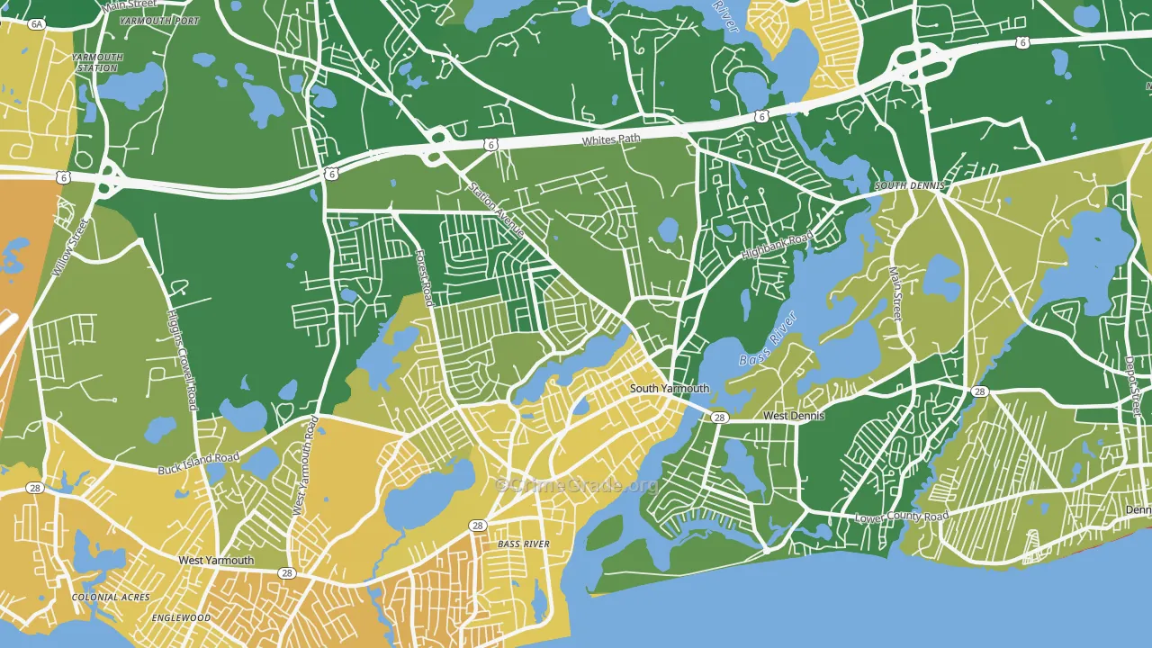 South Yarmouth, MA Map of Murder Rates