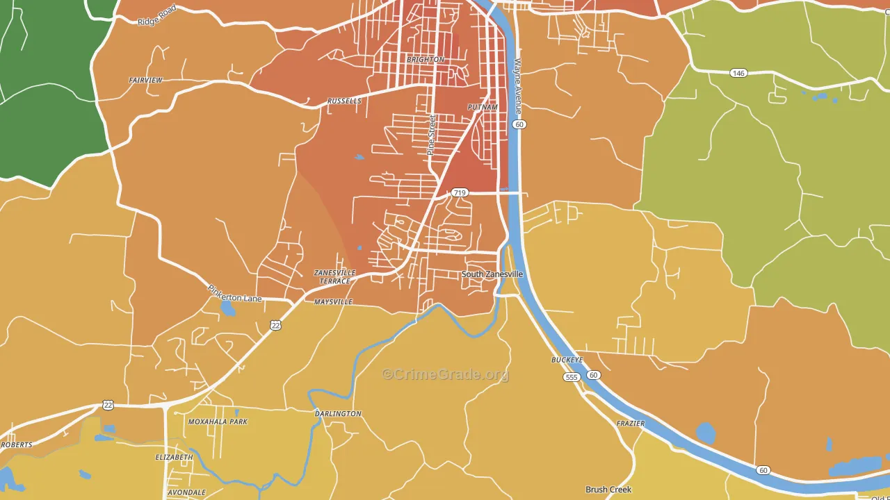 South Zanesville, OH Map of Murder Rates