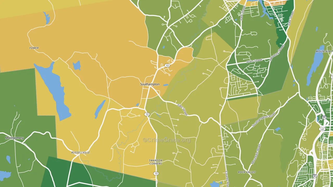 Southampton, MA Map of Murder Rates