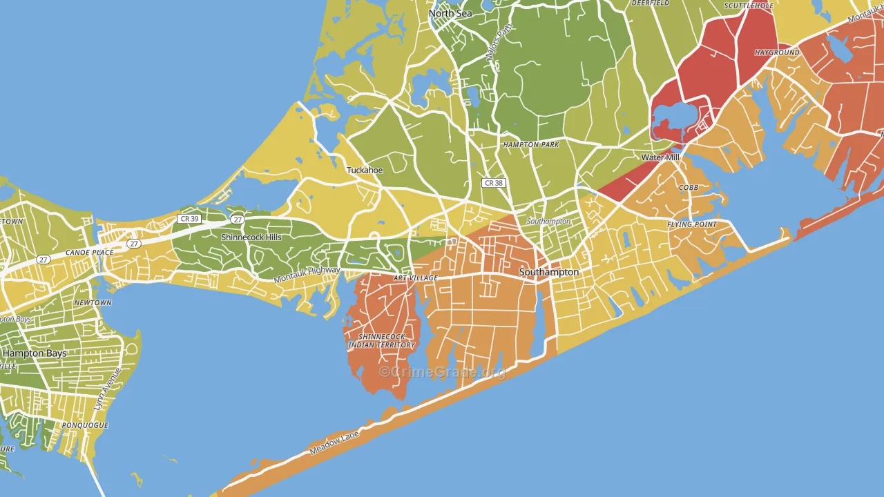 Southampton, NY Map of Murder Rates