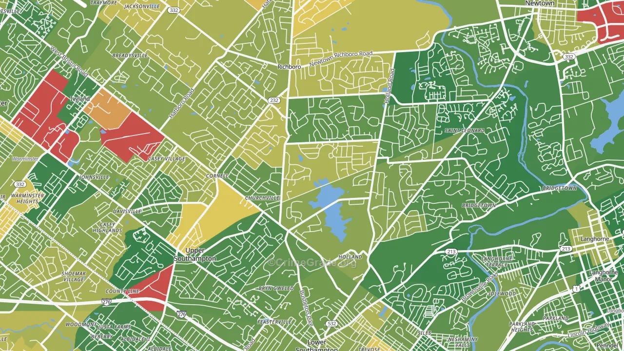 Southampton, PA Map of Murder Rates