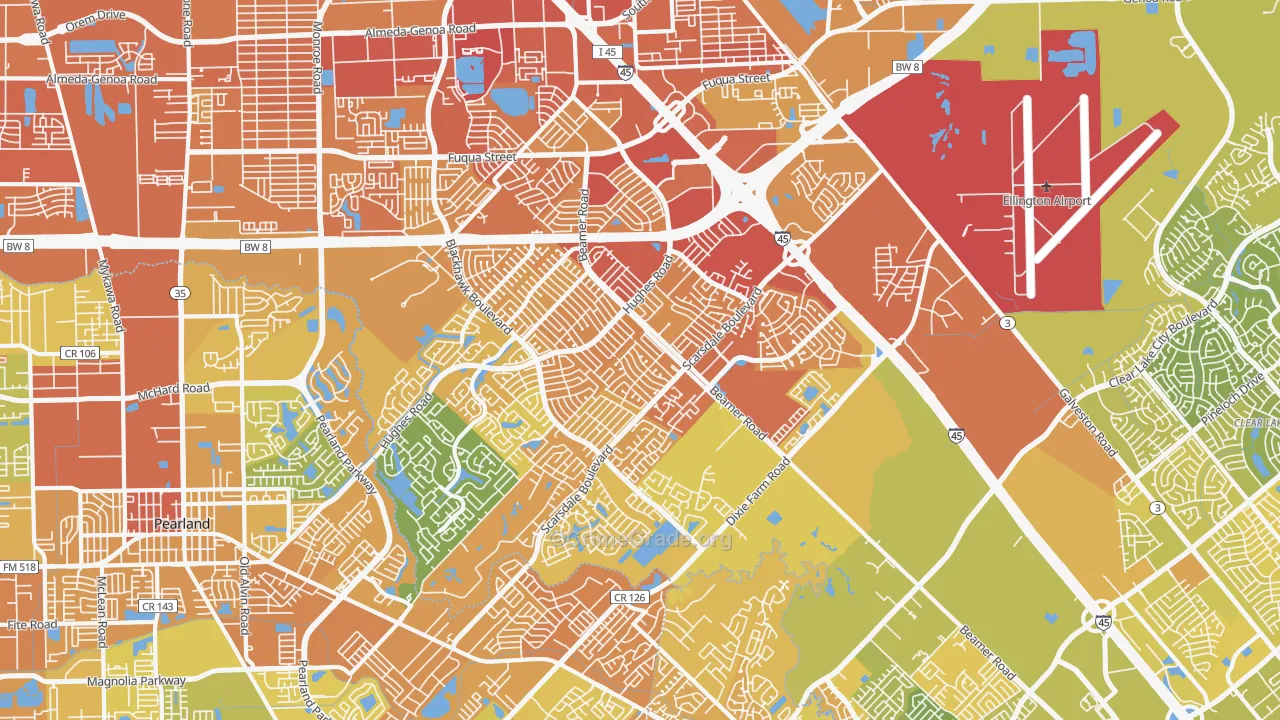Southbelt Ellington, Houston, TX Map of Murder Rates