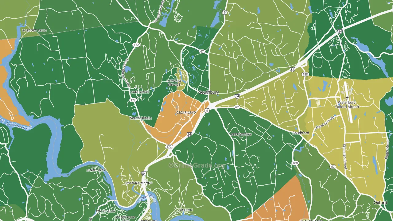 Southbury, CT Map of Murder Rates