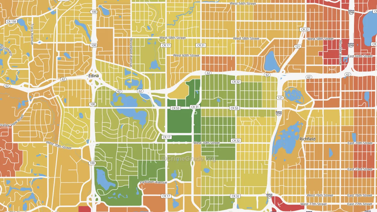 Southdale, Edina, MN Map of Murder Rates