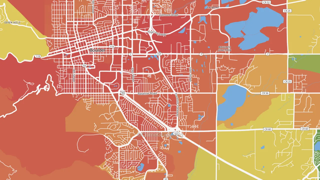 Southeast Boulder, Boulder, CO Map of Murder Rates