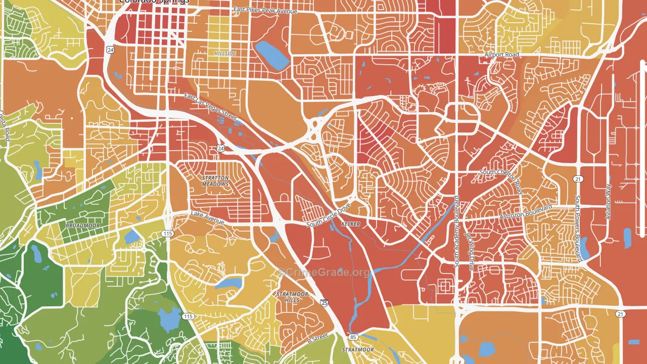 Southeast Colorado Springs, Colorado Springs, CO Map of Murder Rates