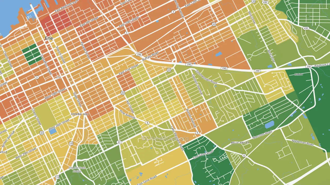 Southeast Erie, Erie, PA Map of Murder Rates