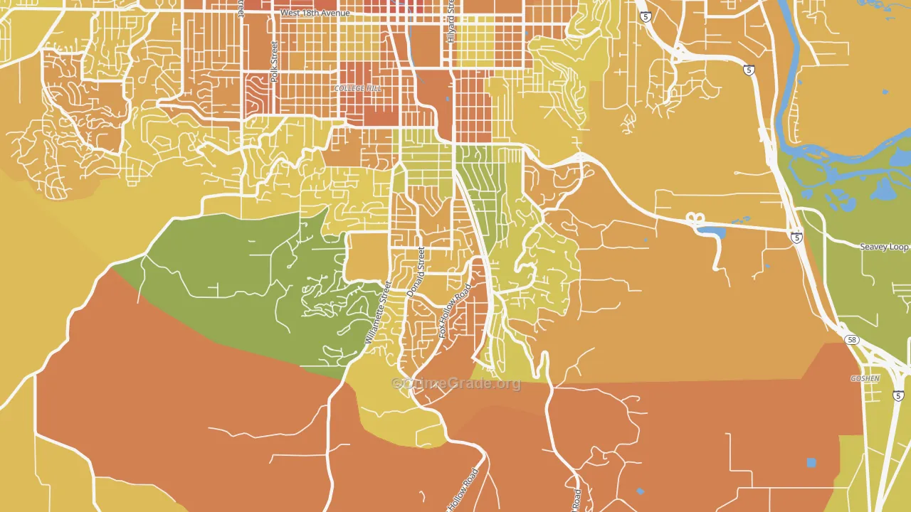 Southeast, Eugene, OR Map of Murder Rates
