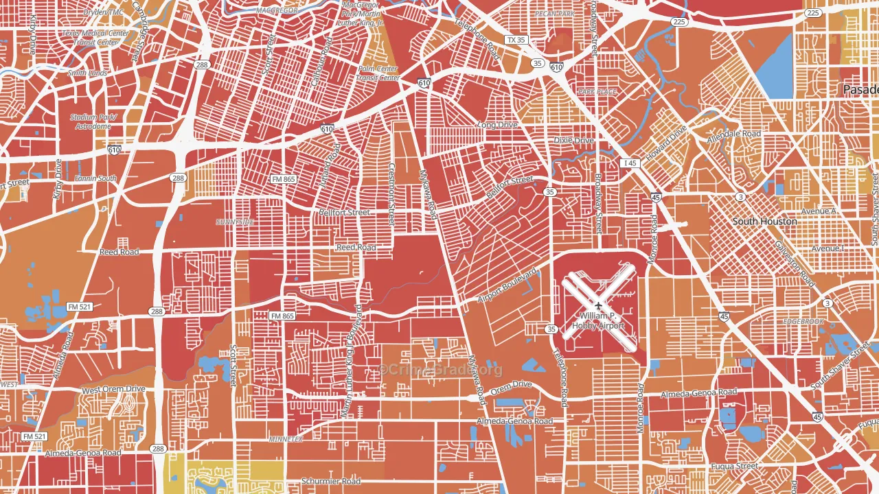 Southeast, Houston, TX Map of Murder Rates