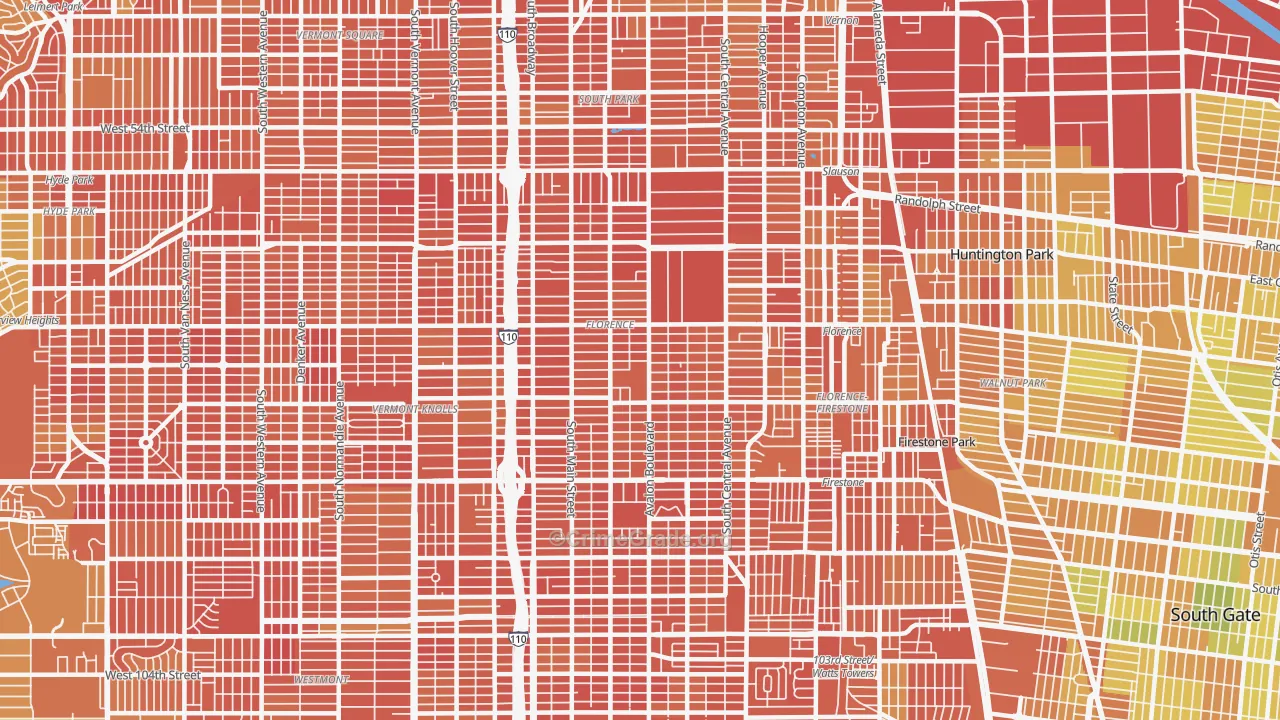 Southeast Los Angeles, Los Angeles, CA Map of Murder Rates