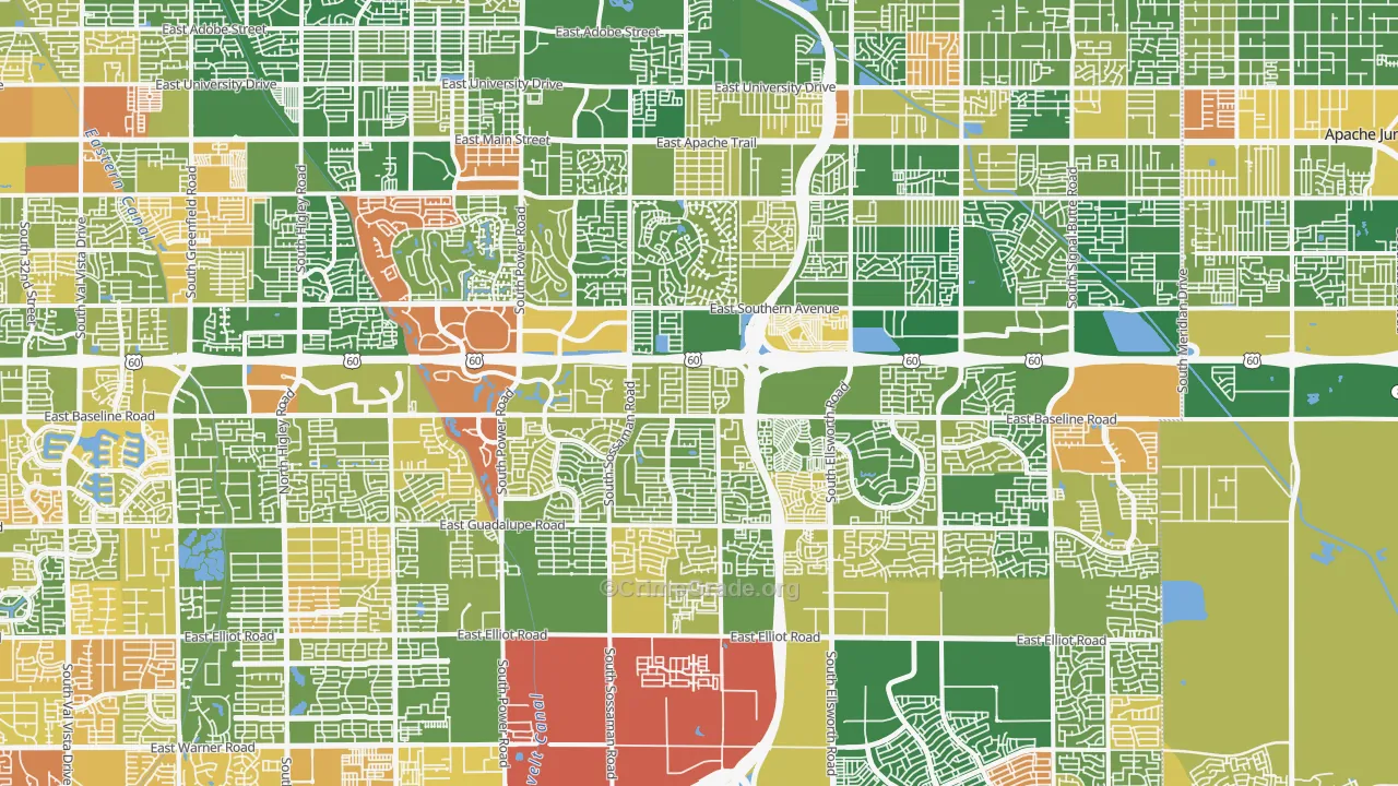 Southeast Mesa, Mesa, AZ Map of Murder Rates