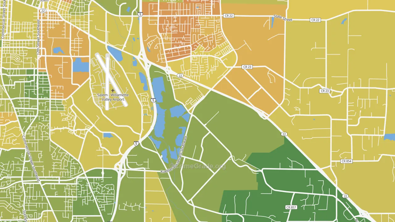Southeast Mill Creek, Salem, OR Map of Murder Rates