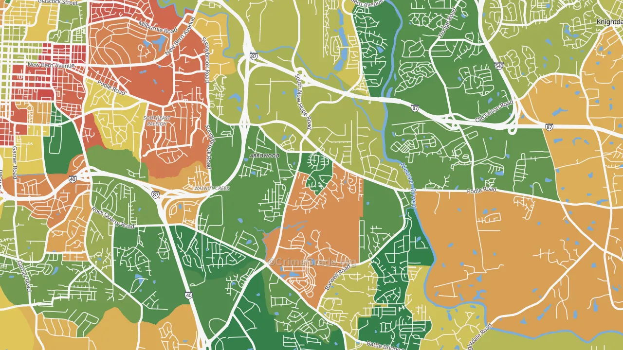 Southeast, Raleigh, NC Map of Murder Rates
