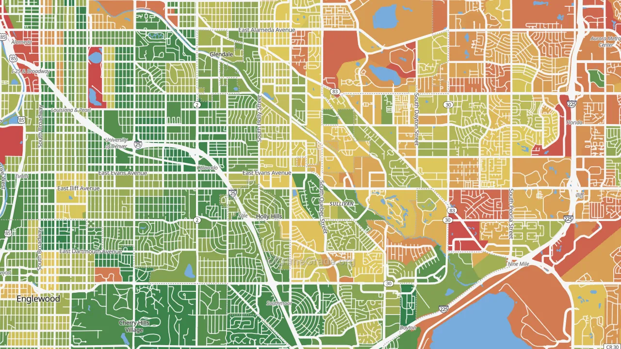 Southeastern Denver, Denver, CO Map of Murder Rates