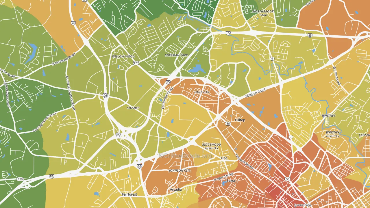 Southern Shops, SC Map of Murder Rates