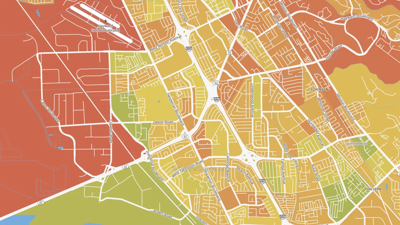 Southgate, Hayward, CA Map of Murder Rates