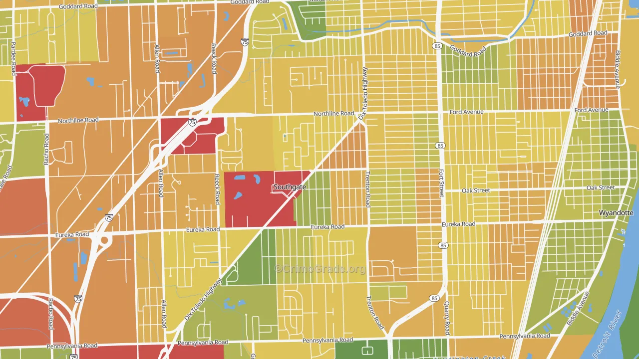 Southgate, MI Map of Murder Rates
