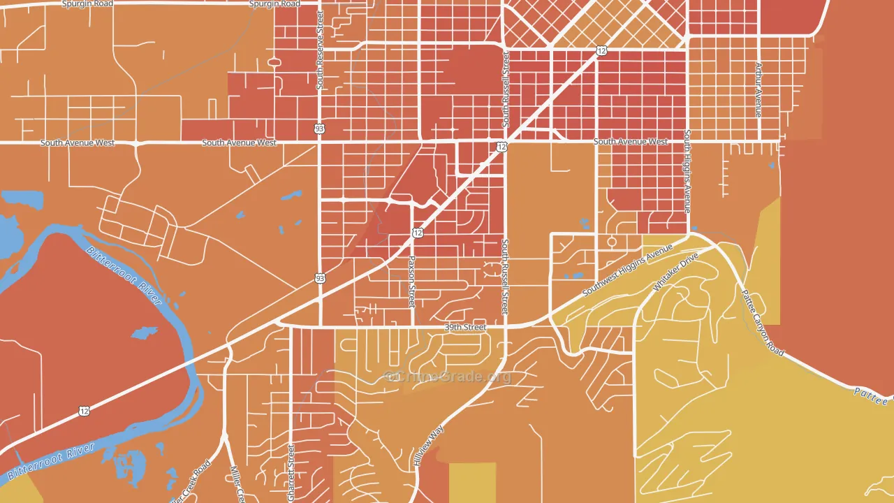 Southgate Triangle, Missoula, MT Map of Murder Rates