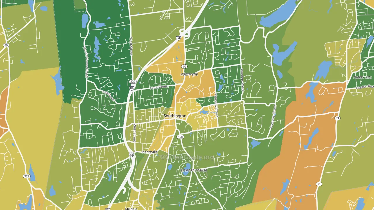 Southington, CT Map of Murder Rates
